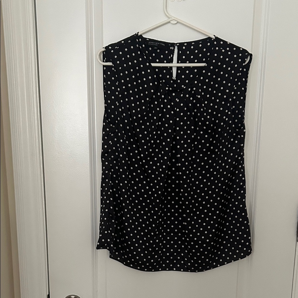 Jones New York Black and White Polka Dot Blouse